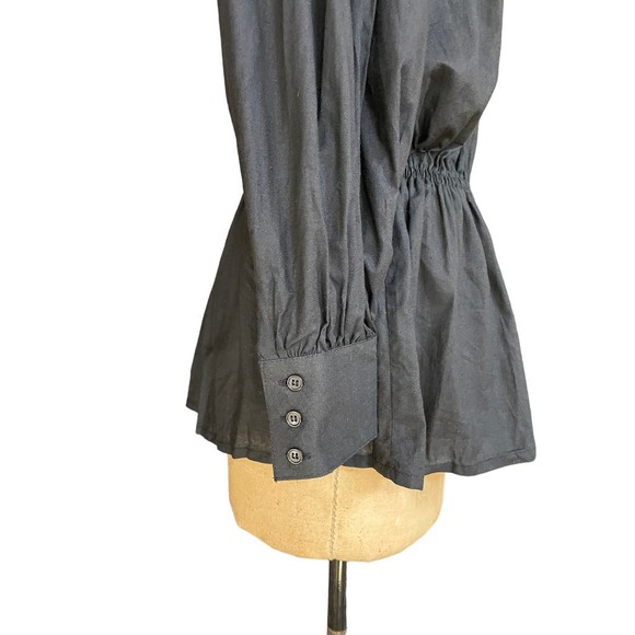 Gerard Martin Womens Blouse Black Tiered Pleated Long Sleeves Crew Neck S NWT - Picture 5 of 8